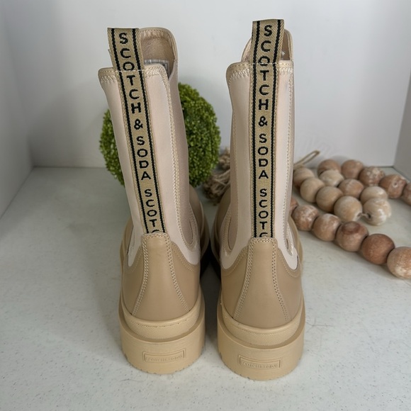 SCOTCH & SODA Made In Portugal Leather High Top Chelsea Boots Light sand 41/8.5 - Picture 6 of 12